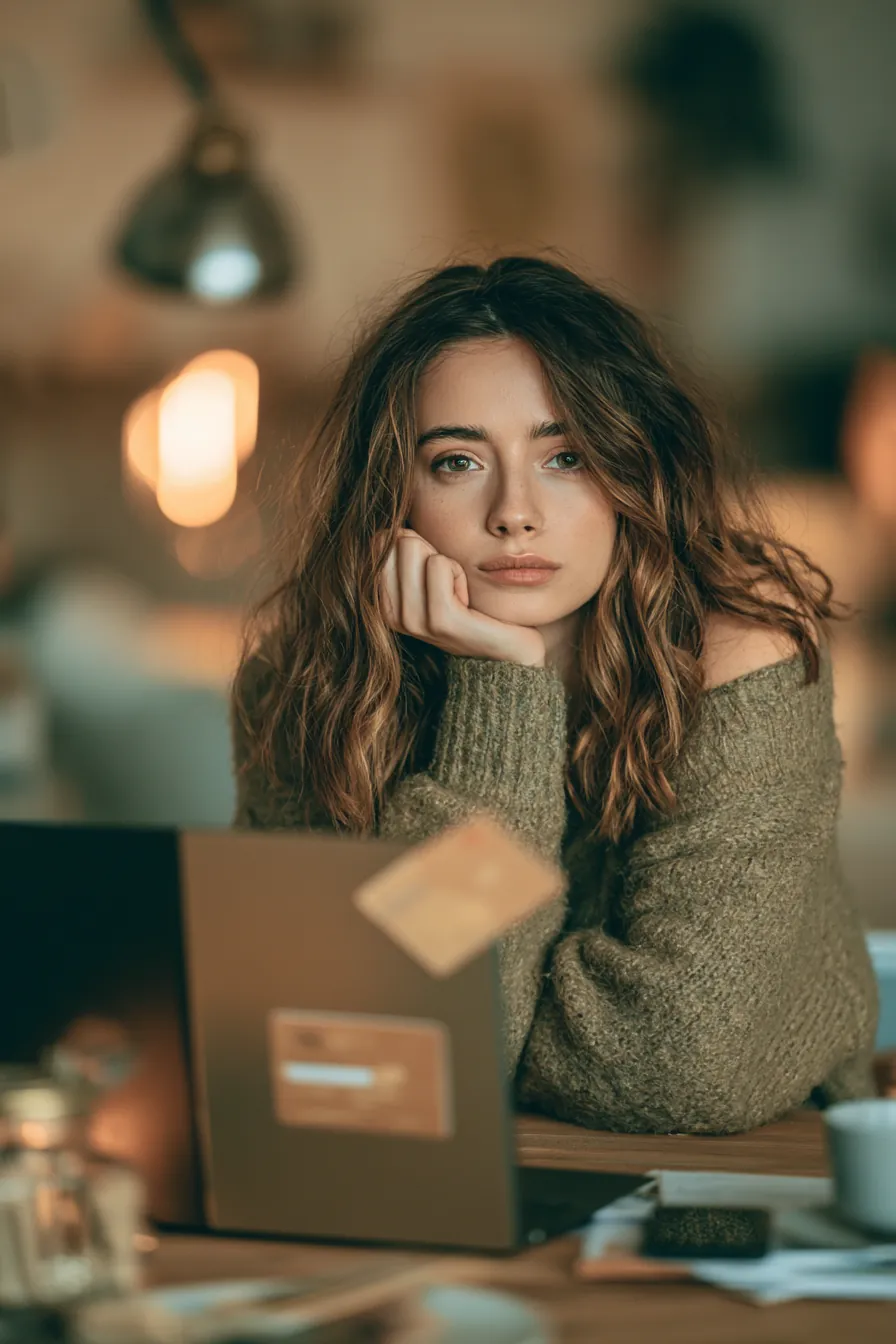 Woman comparing personal loan and credit card options on a laptop