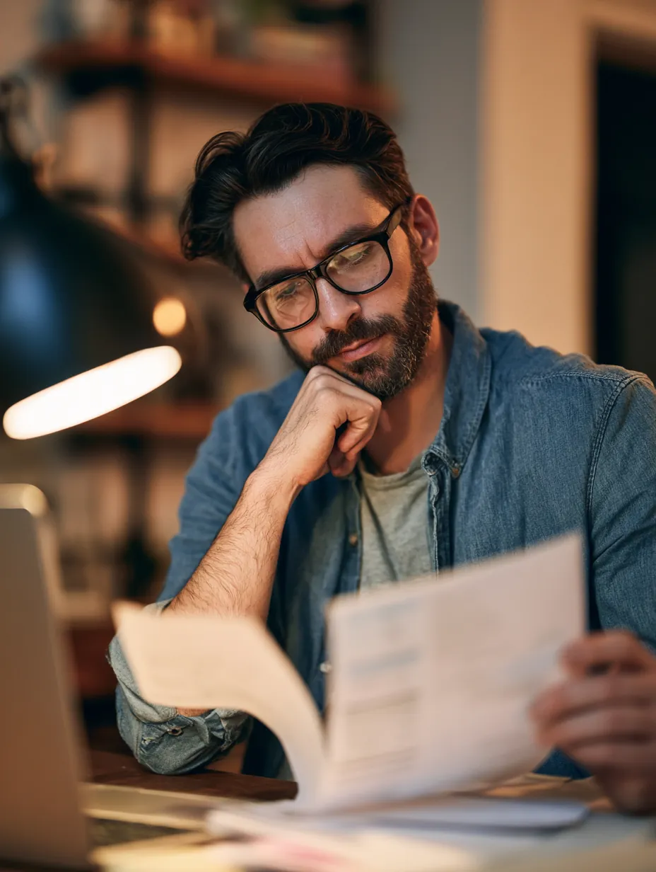 Man browsing online gift options using a holiday loan budget