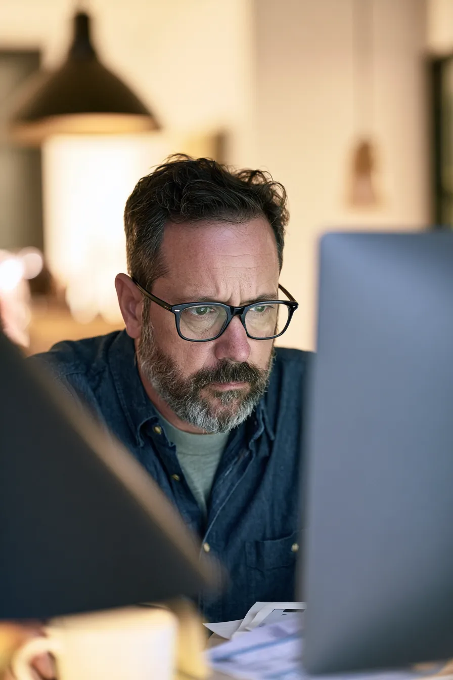 Man checking a hospital billing portal on his computer